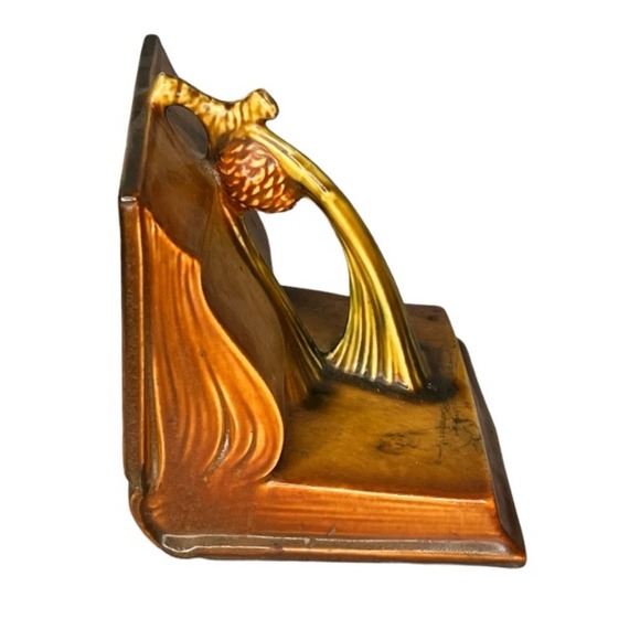 Vintage Art Nouveau Pine Cone Bookends Bronze Metallic Finish Library Home Decor - Picture 4 of 6